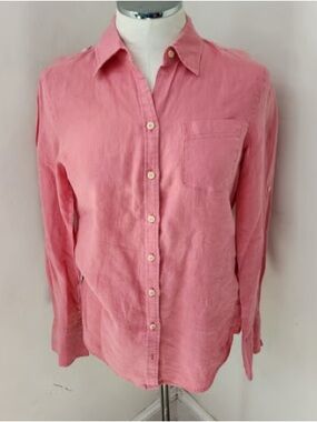 Pink Button-Up Linen Shirt women xs
